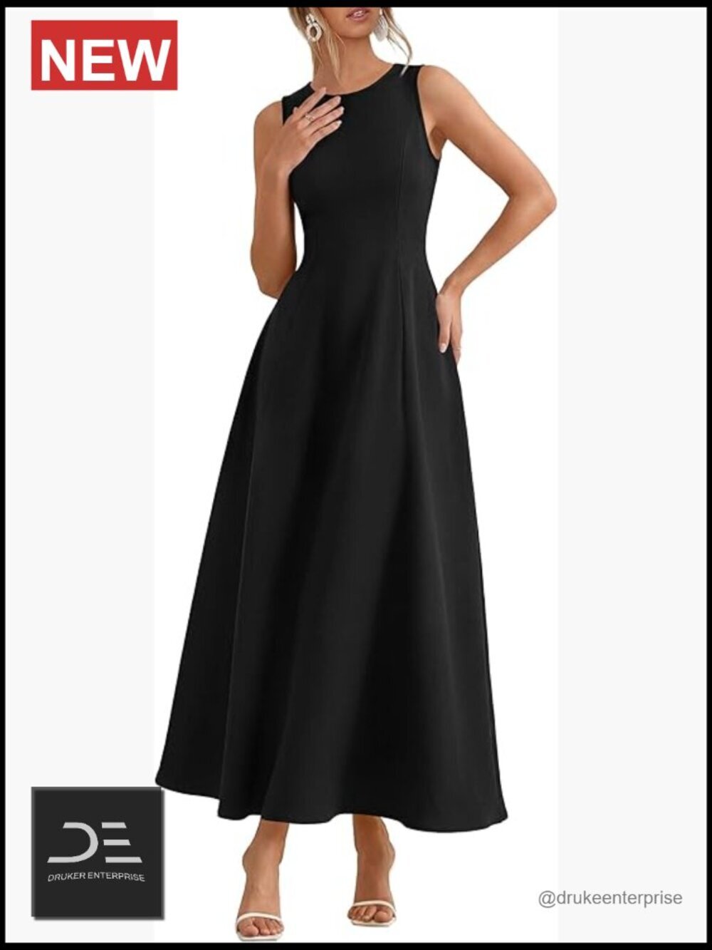 Maxi Dress A-Line Swing Tank Formal Wedding Guest Cocktail Sleeveless